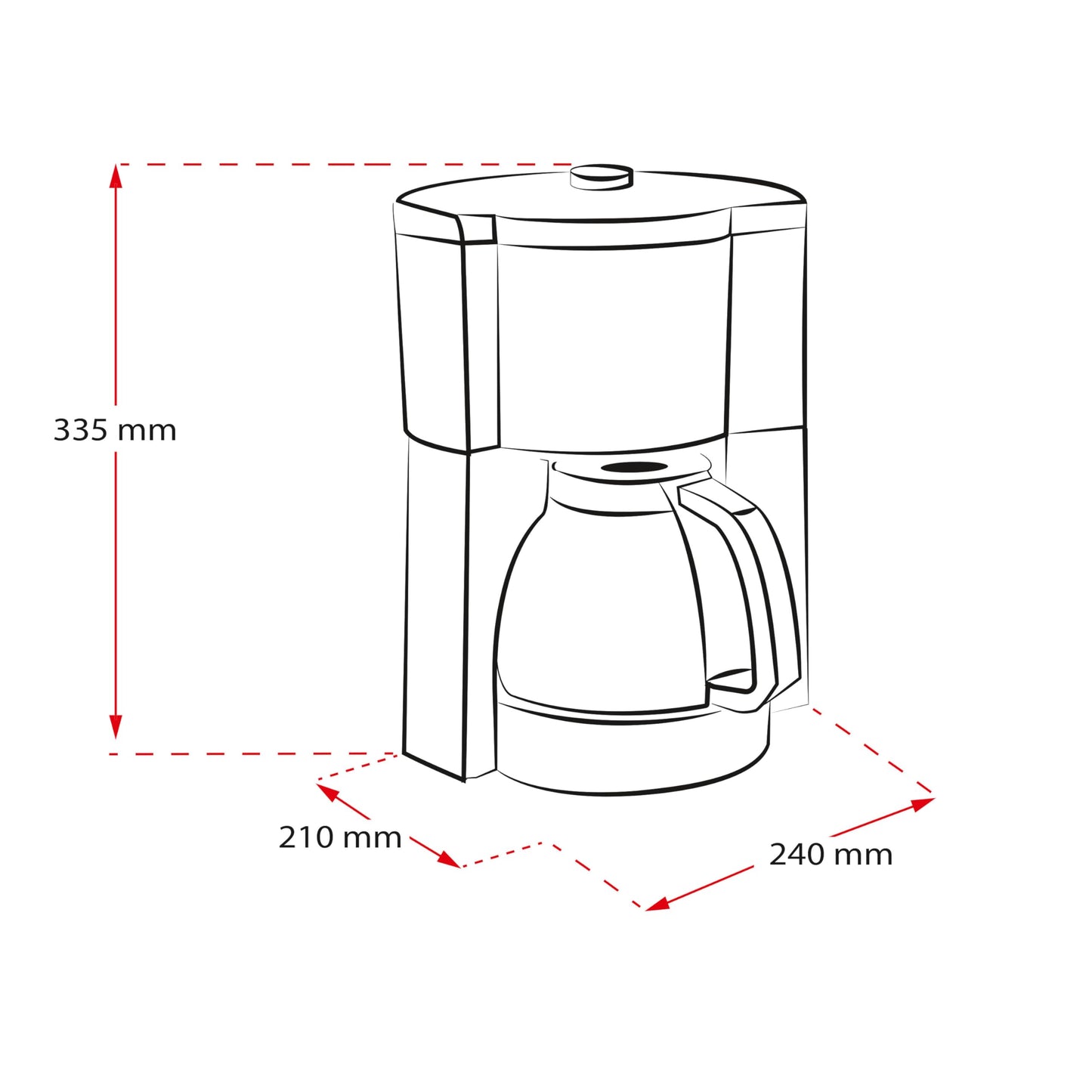 Melitta Look Perfection - Coffeemaker with removable water tank, glass carafe and drip stop, for up to 10 cups of coffee, black.