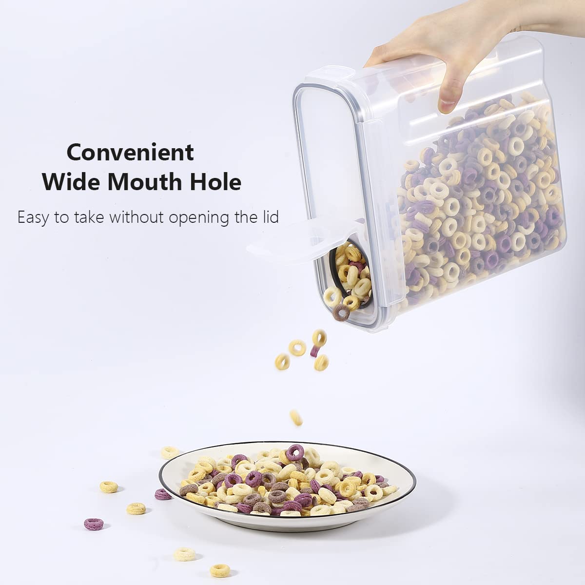 LUFEVRM 2.5L storage containers with lid, 4-piece airtight kitchen storage box sets, BPA-free plastic cereal dispensers for dry goods like cereal, flour, sugar, includes 24 labels.
