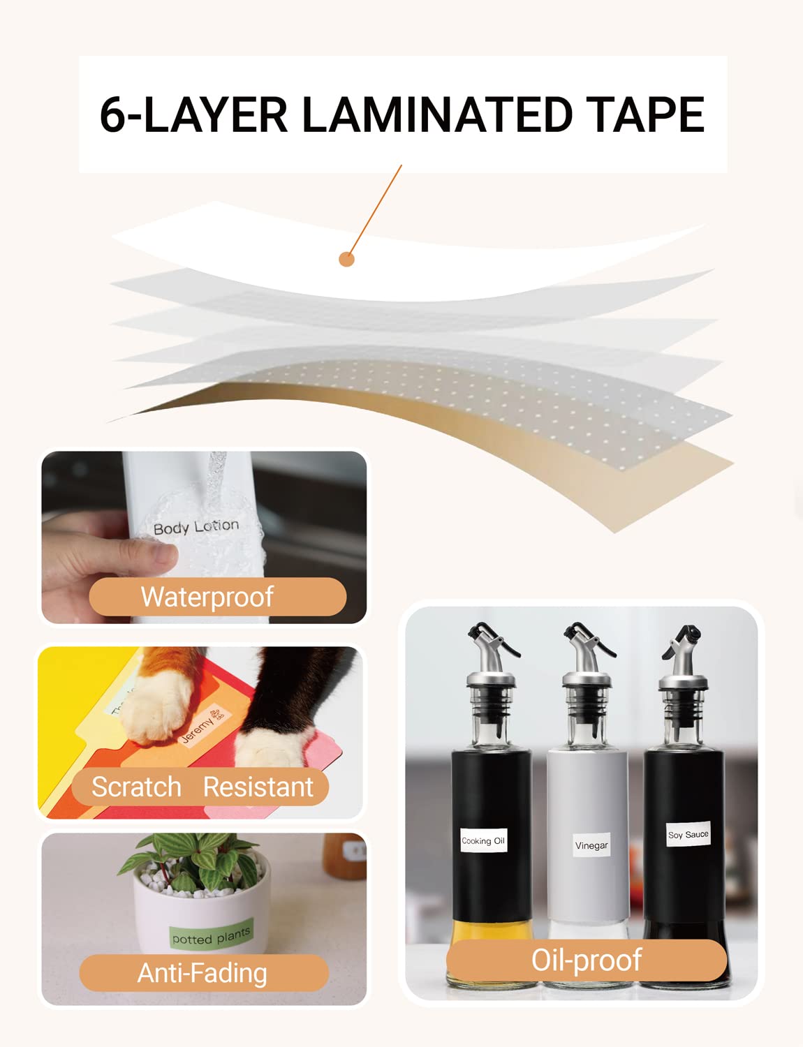 MakeID label tape compatible with L1/Q1/E1 (16mm x 4m) Self-adhesive plastic as label tapes 3 x white