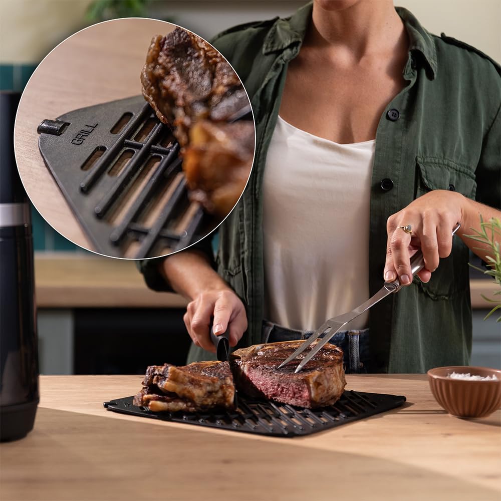 Cecotec hot air fryer without oil 8L grill plate - grill - dual heating elements - Air Fryer Cecofry & Grill Duoheat 8000. 2200W, dietary and digital, window, temperature control 80-200°C, 8 menus.