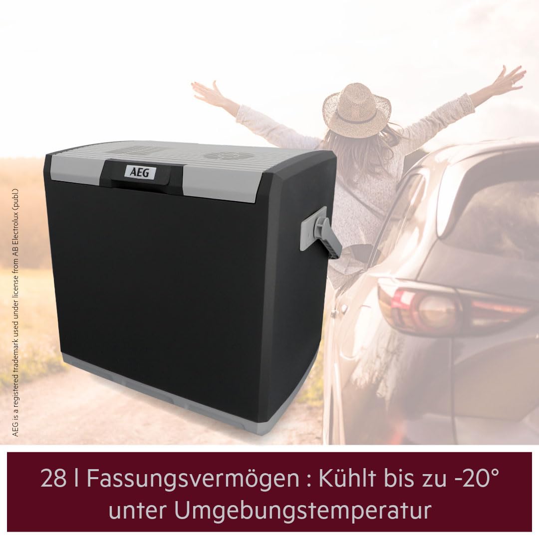 AEG Automotive Thermoelectric Cool Box KK 28 liters, 12/230 volts for car and socket, black