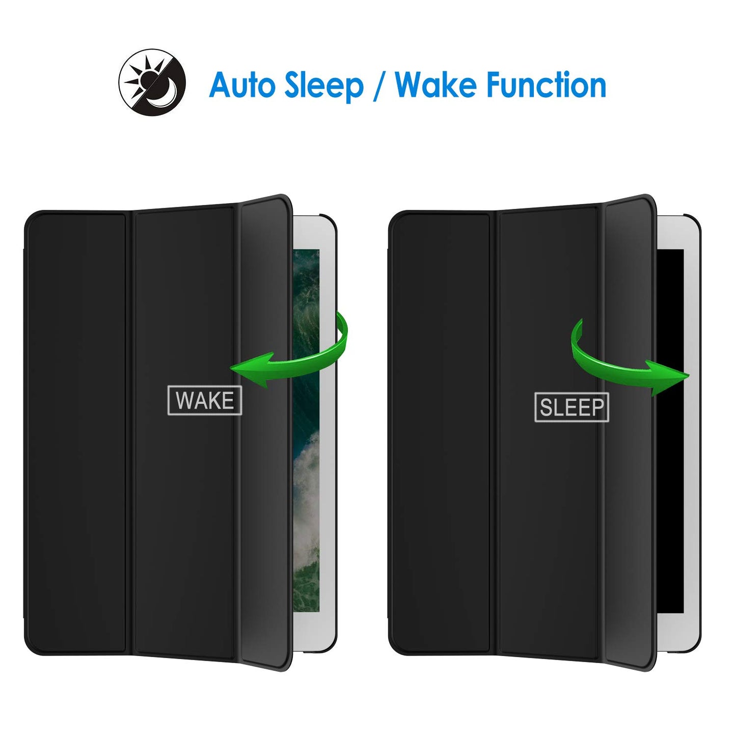 JETech case for iPad Pro 12.9 (1st and 2nd generation, model 2015 and 2017), protective cover with auto sleep/wake, black