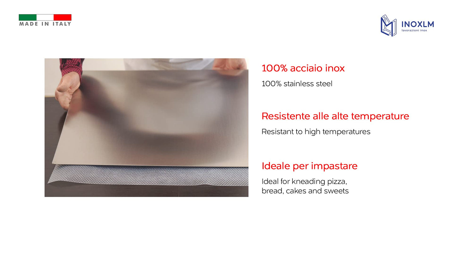 INOXLM Stainless Steel Cutting Board for Kneading, Stainless Steel Countertop in various sizes for kitchen, bar, restaurant, stainless steel kneading board with folding stand and tiered rack.
