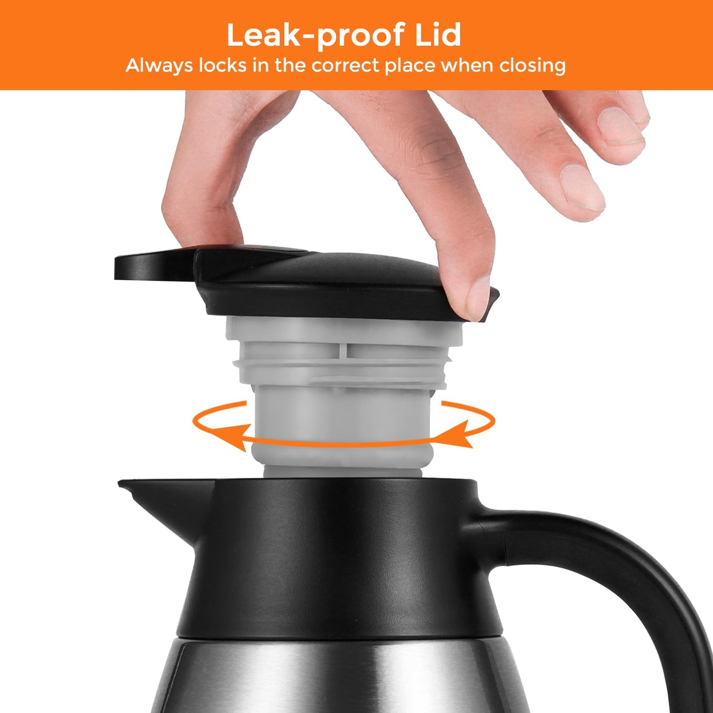 Tiken 1.5L stainless steel double-walled vacuum insulated thermos flask, insulated coffee pot, silver.