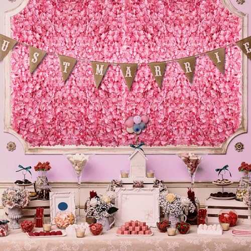 Artificial flower wall art decoration: Blosmon 6 pieces pink flower arrangements flower wall hydrangeas fake silk flower arrangement for wedding balcony garden living room table wall decoration