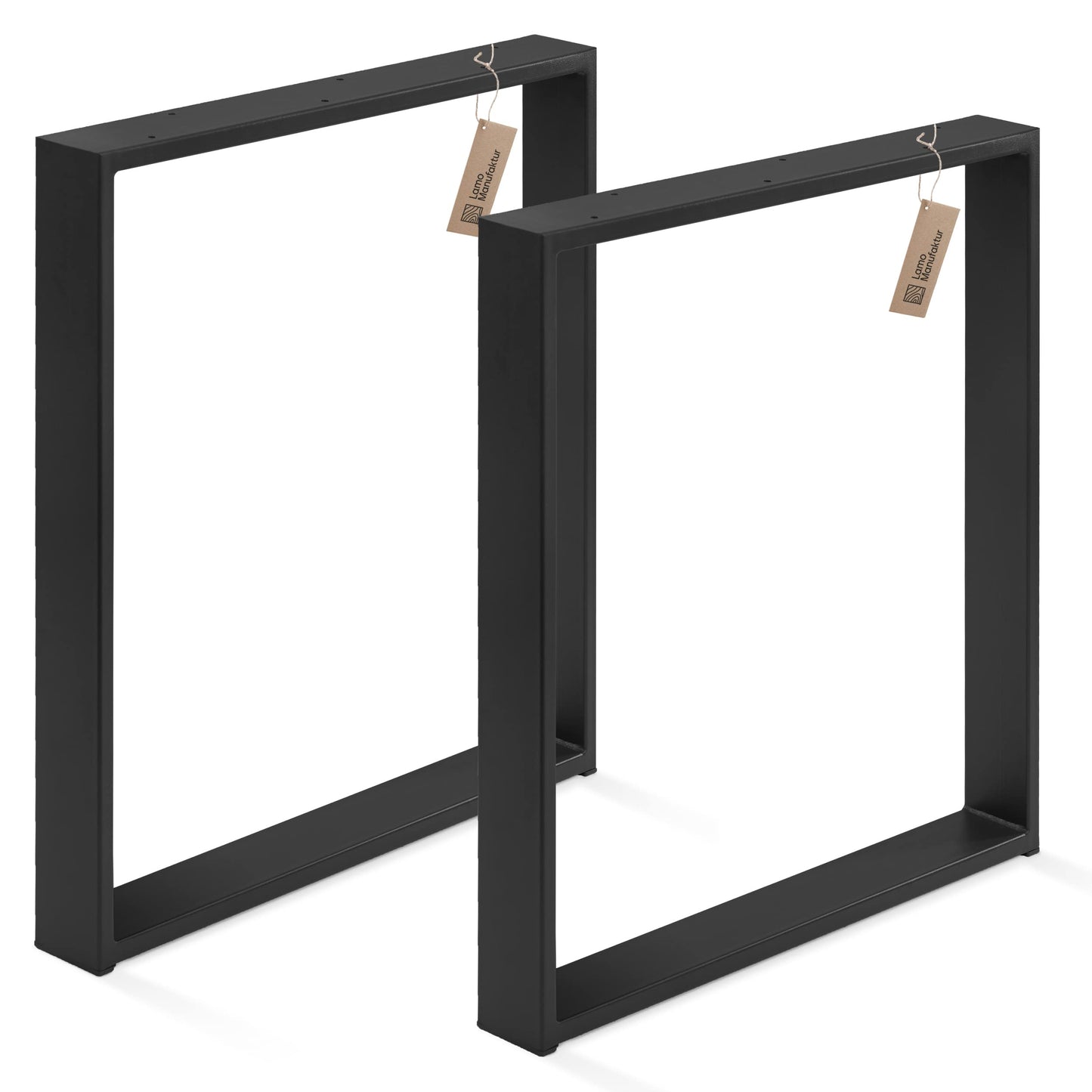 LAMO manufacturing table legs for desk dining table, Simple Massive, square profile 80x20 mm, table frame 80x72 cm (WxH), black, 2 pieces, LTS-01-C-FF-9005