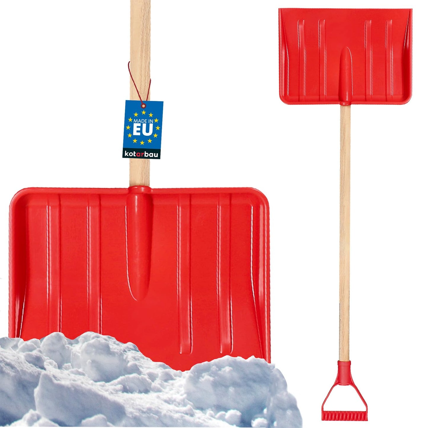 KOTARBAU® Snow Shovel Kids Wooden Handle Total Length 84 cm Kids Snow Shovel Snow Pusher Child Shovel