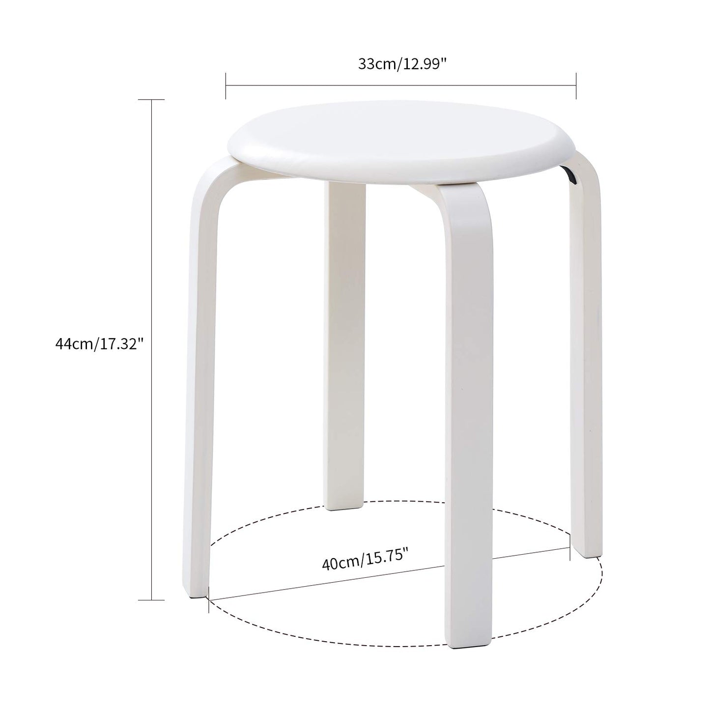 IBUYKE 4-piece dining stool set, wooden stackable chair with non-slip mat, stackable stool for classroom, your kitchen, dining, or home pub area White RF-717-4