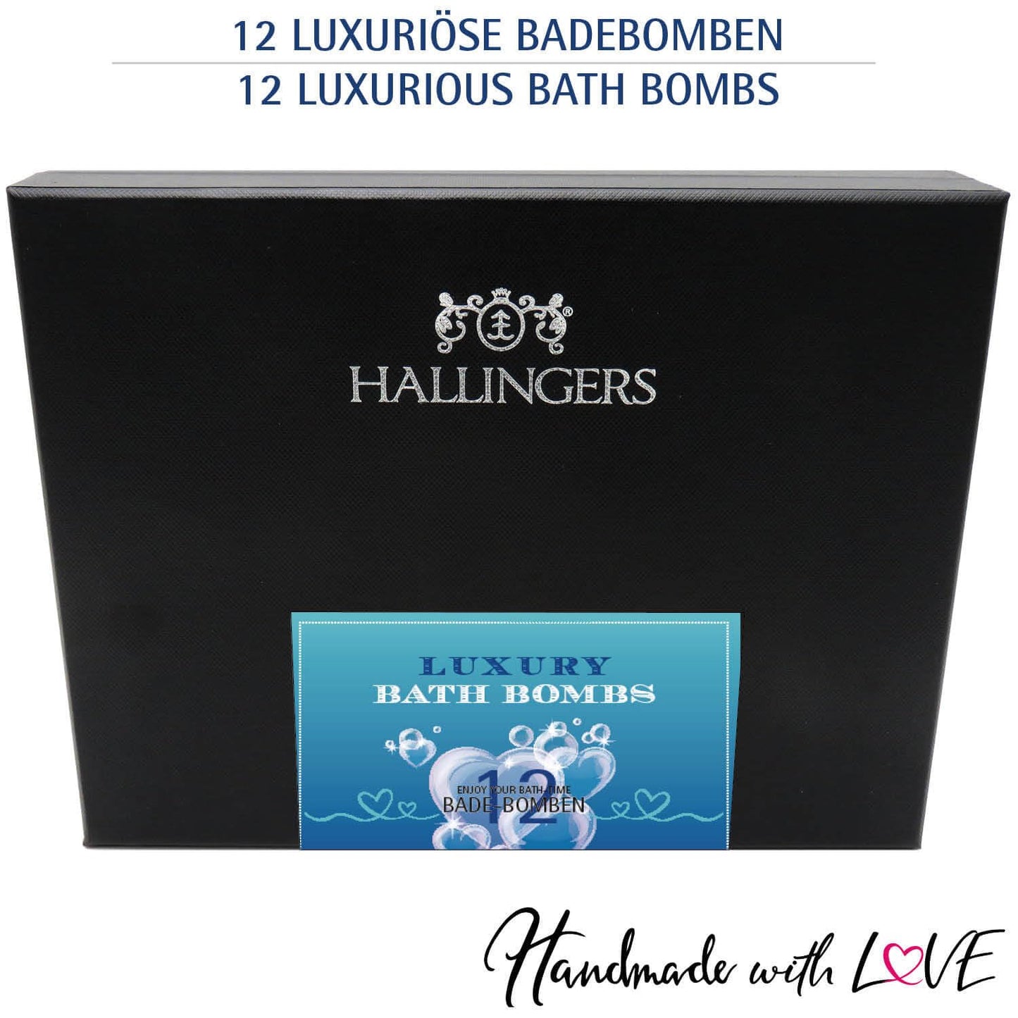 Hallingers Luxury Bath Bombs - Blue - Set of 12 bath bombs - Gift ideas for Christmas & Advent calendar gifts | Congratulations on your new home