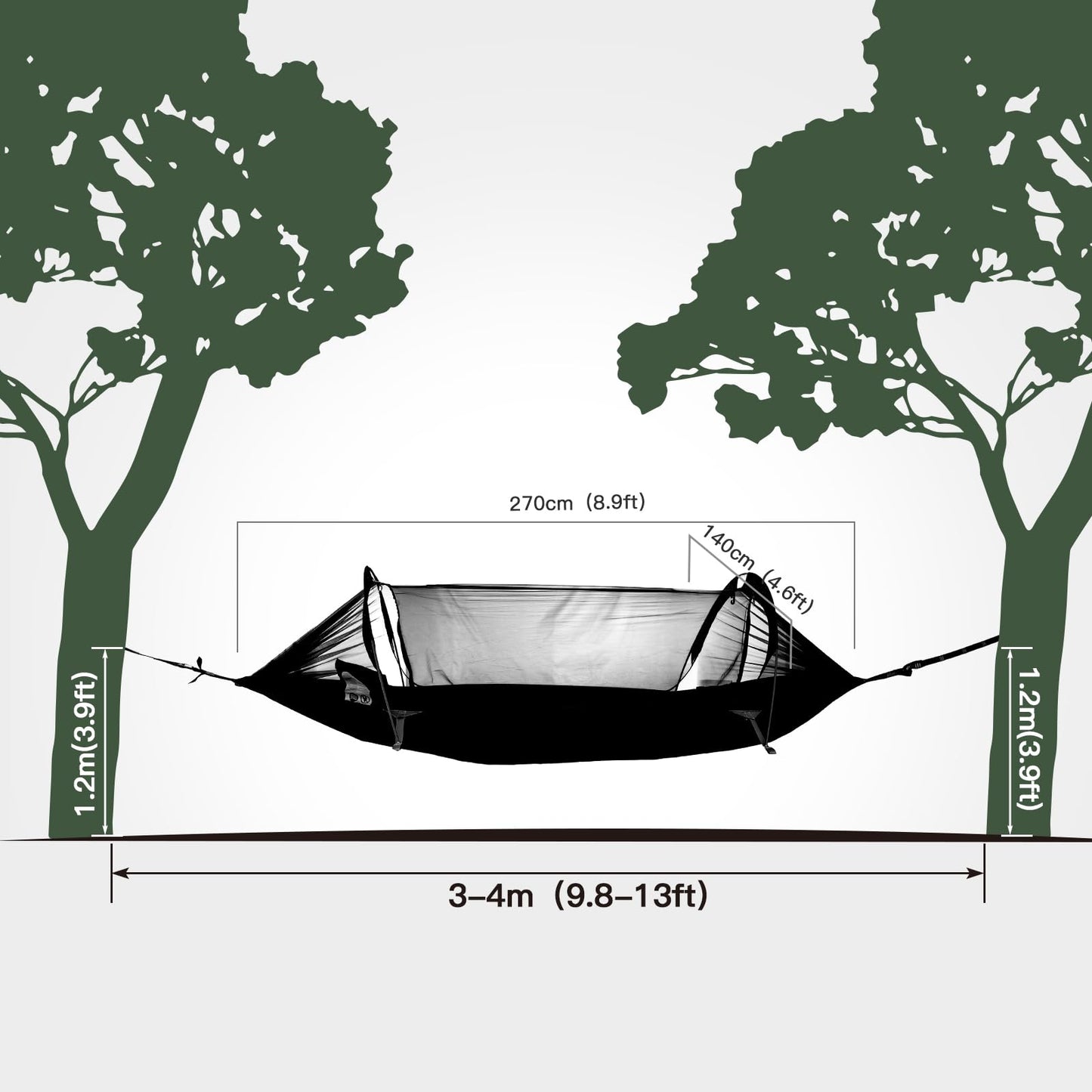 Night Cat hammock tent with mosquito net waterproof rainfly For 1 person hiking camping in backyard garden Wild camouflage Pro
