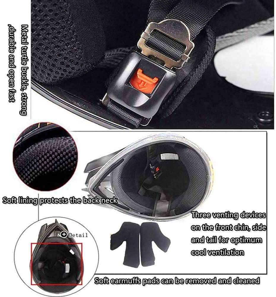 UIGJIOG downhill motorcycle helmet kids, helmet set men ATV motorcycle helmet D.O.T certified helmet with goggles gloves, full face helmet MTB includes 4 sizes of helmet liner.