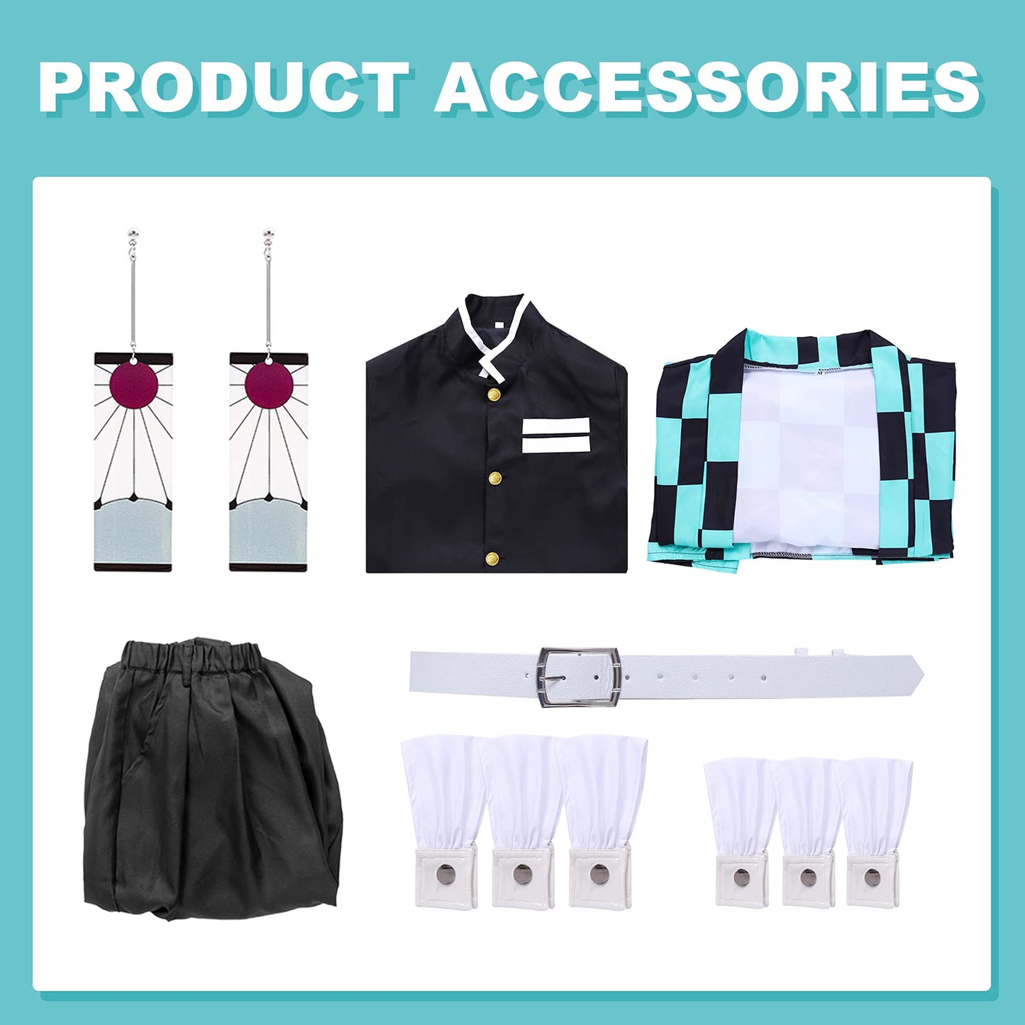 Alaiyaky Tanjirou cosplay costume with earrings, Tanjirou cosplay kimono Halloween jacket costume anime coat outfit for adults and kids (Small, Cosplay 1)