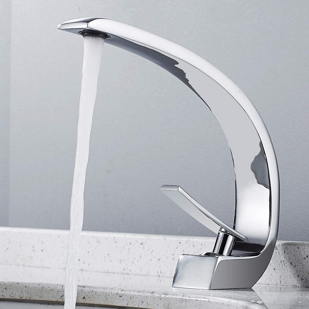 Bathroom faucet Chrome single handle mixer modern for bathroom (Chrome)