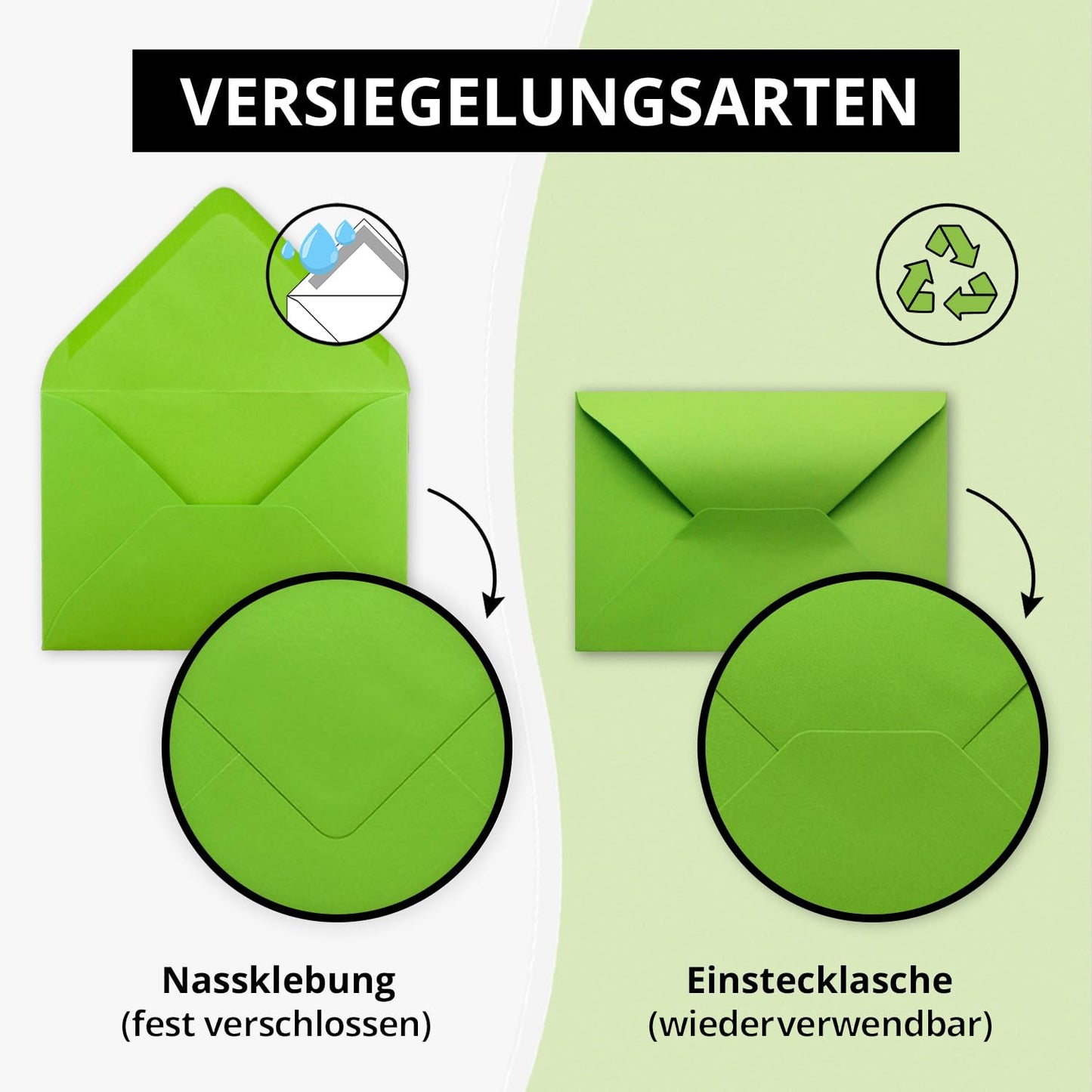400x B6-17.5 x 12.5 cm envelopes - Light green - Gummed with pointed flap - 120 gsm - For wedding, greeting cards, invitations