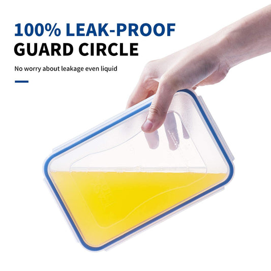 EASYLOCK 6PACK 1150ML plastic food containers set with lids, meal prep boxes, kitchen storage containers, microwave-safe food storage, rectangular freezer containers, airtight sandwich boxes.