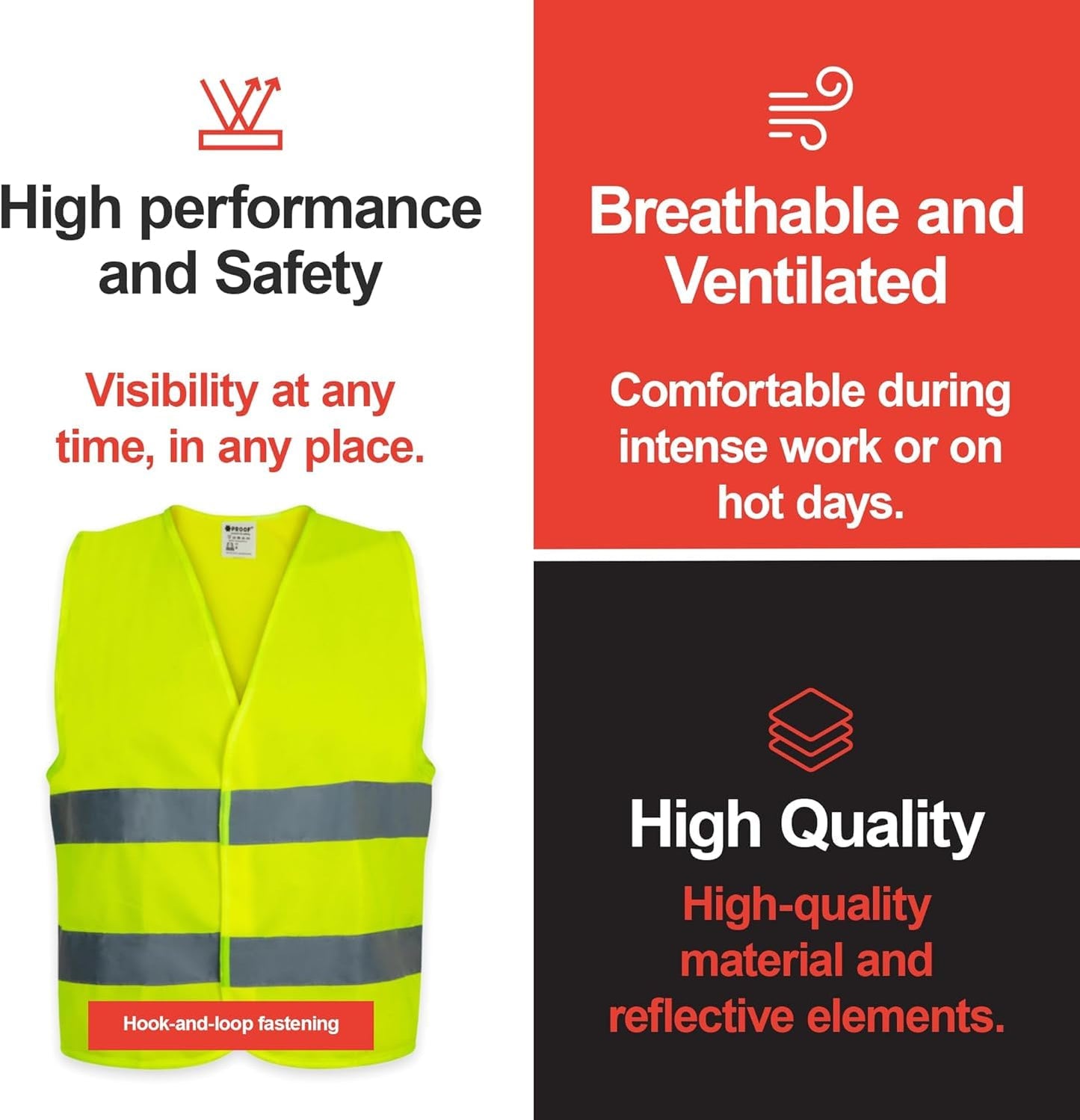 PROOF COMFORT & SAFETY Reflective Vest for Car Bike Reflective Safety Vest Reflective Jacket Emergency Vest 5 Pack Bright Orange S