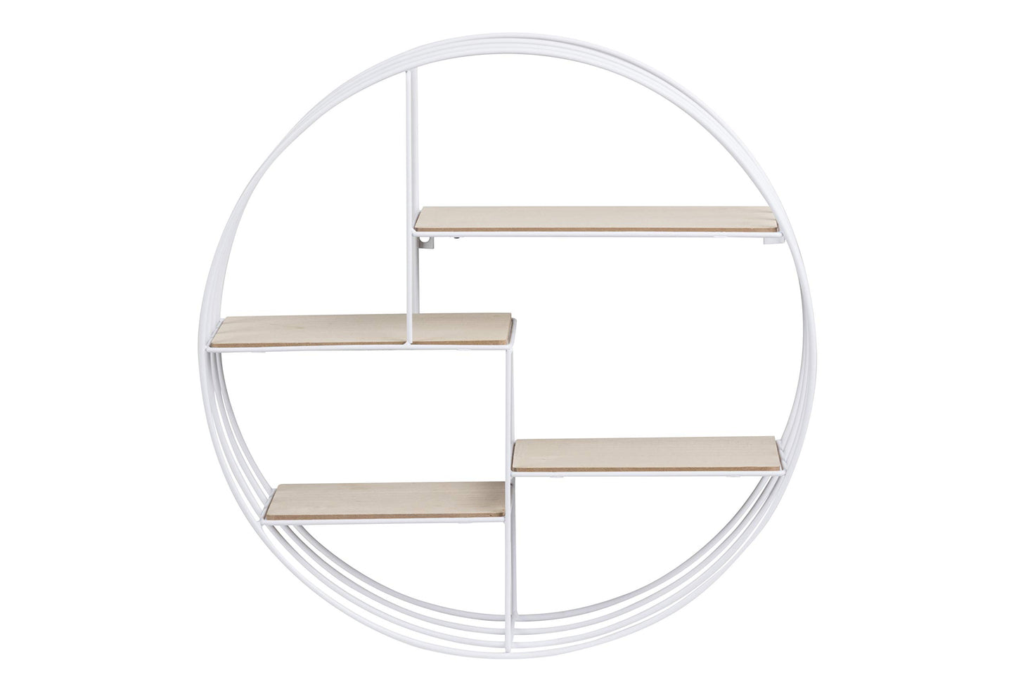 AC Design Furniture Nadine Round Metal Wall Shelf White with 4 Shelves, Small Wall Decor, White Floating Shelf, Hanging Shelf in Industrial Style, Ø: 10 x H: 45 cm, 72166