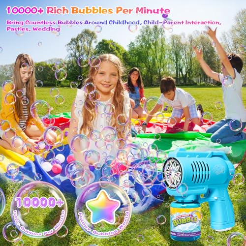 Bombble Automatic Bubble Gun, Bubble Machine for Kids 10000 Bubbles/Minute with 130ML Bubble Solution, Bubble Toy Gift for Children/Birthday/Party (2026-6)