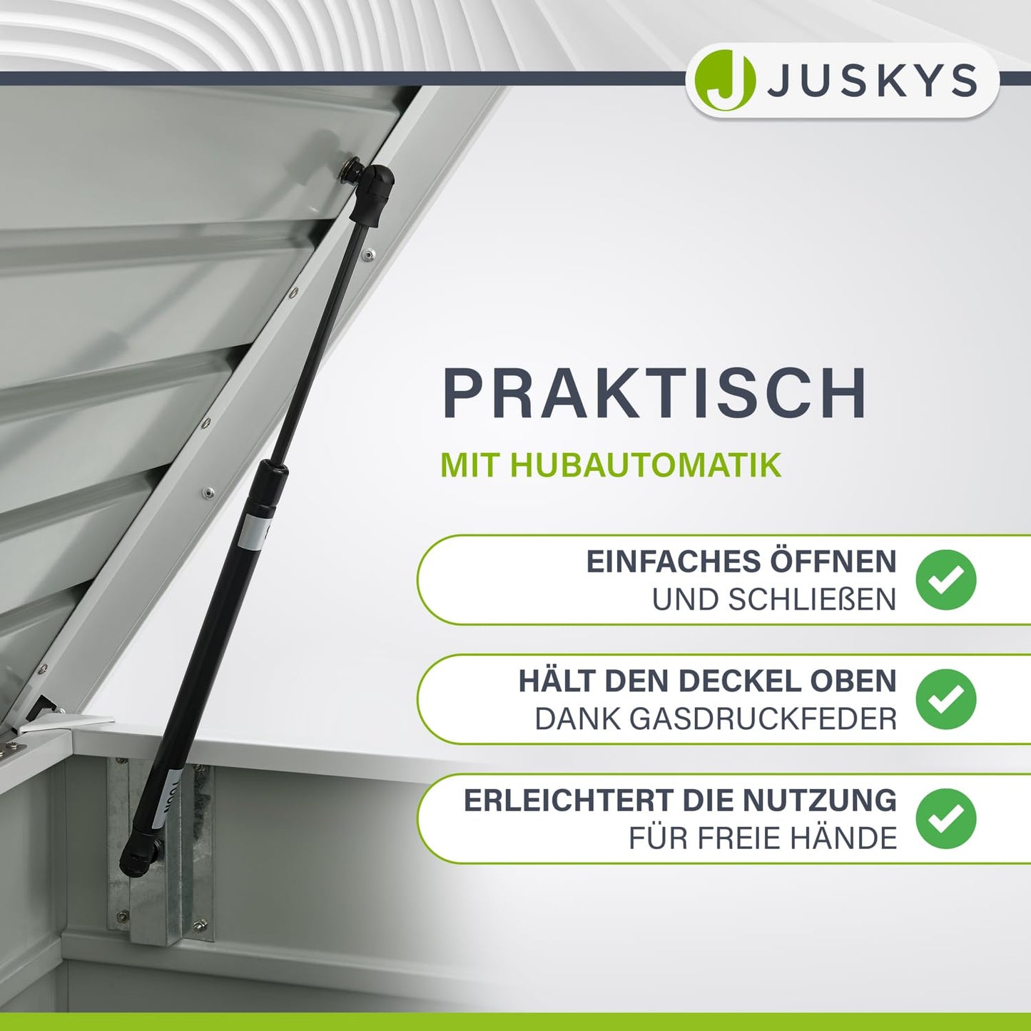 Juskys Metal Storage Box Limani 380 liters - Outdoor Box - waterproof, lockable - white garden box, cushion box for garden.