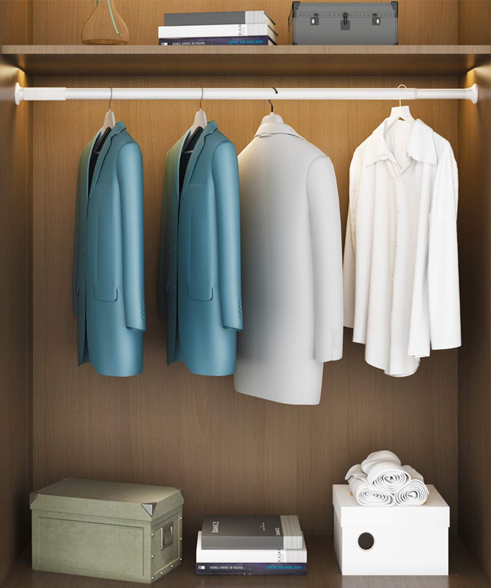 WHITNEY 92 cm-430 cm Extra Long Curtain Rod, No Drilling Required Extendable Stainless Steel Curtain Rod Extra Long Tension Rod for Large Windows, Shower Room, Cabinets, White-1