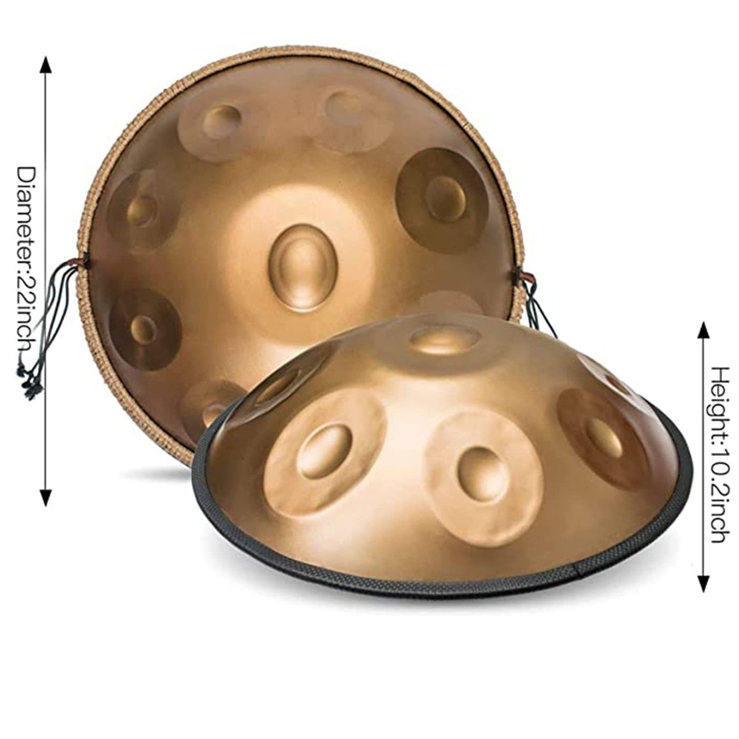 JTYX Handpan Drum 22 inch steel hand drum with soft carrying bag, 2 mallets, handpan stand, lint-free cloth - 9/10/12 notes (optional)