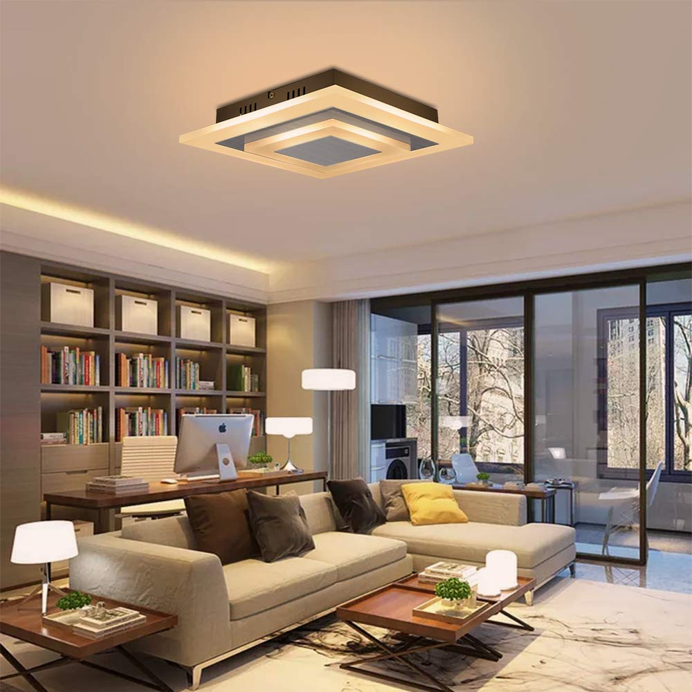 ZMH LED ceiling light living room - living room lamp 23W dimmable with remote control 30cm acrylic bedroom lamp modern design stepless square for bedroom kitchen hallway office dining room