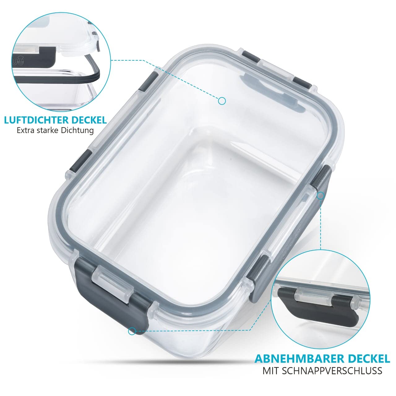 Igluu Meal Prep Glass Food Storage Containers with BPA-free lid (10-pack) - microwave, oven, freezer, dishwasher safe, leak-proof - 370 & 1050 ml - durable borosilicate glass.