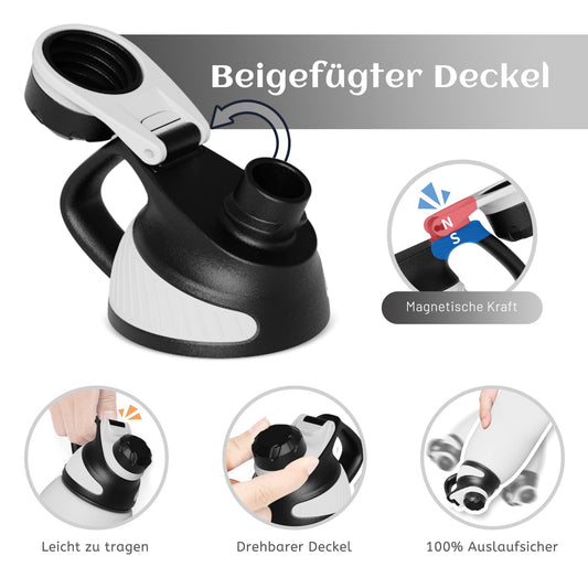 Fjbottle stainless steel sports water bottle with magnetic lid, available in 1L, 800ml, 600ml, and 400ml sizes. BPA-free, leak-proof for kids, and suitable for carbonated drinks. Also offering a 1500ml thermal water bottle for school and fitness.