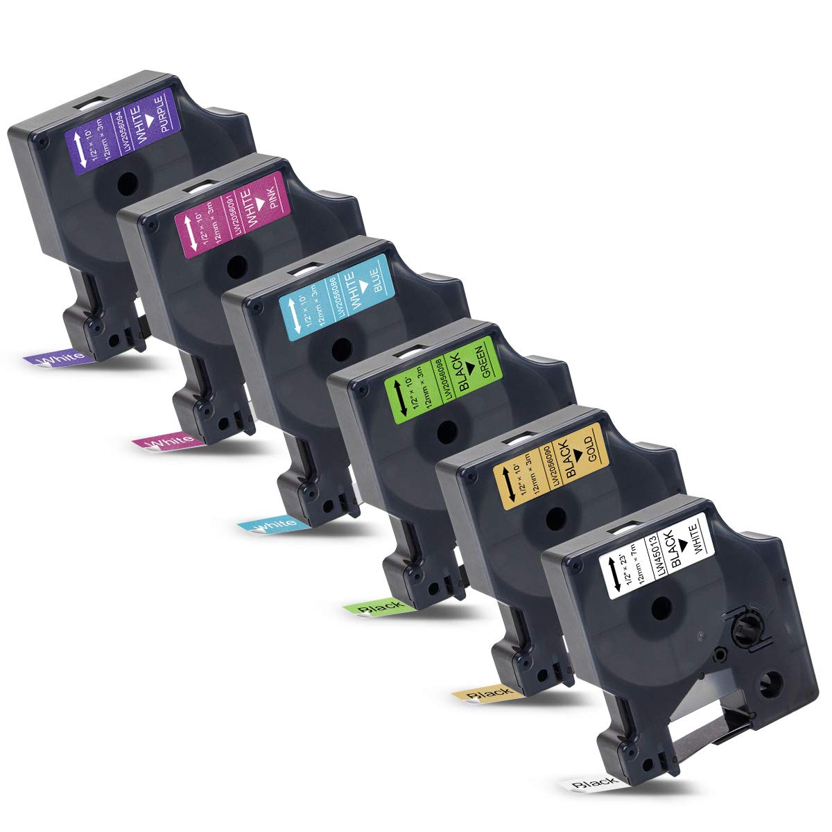 6x Labelwell 12mm Compatible Label Tape Replacement for 45013 COLORPOP 2056086 2056090 2056091 2056094 2056098 Tape for COLORPOP LabelWriter 450 DUO LabelManager 120P 160 210D 360D 420P 500TS