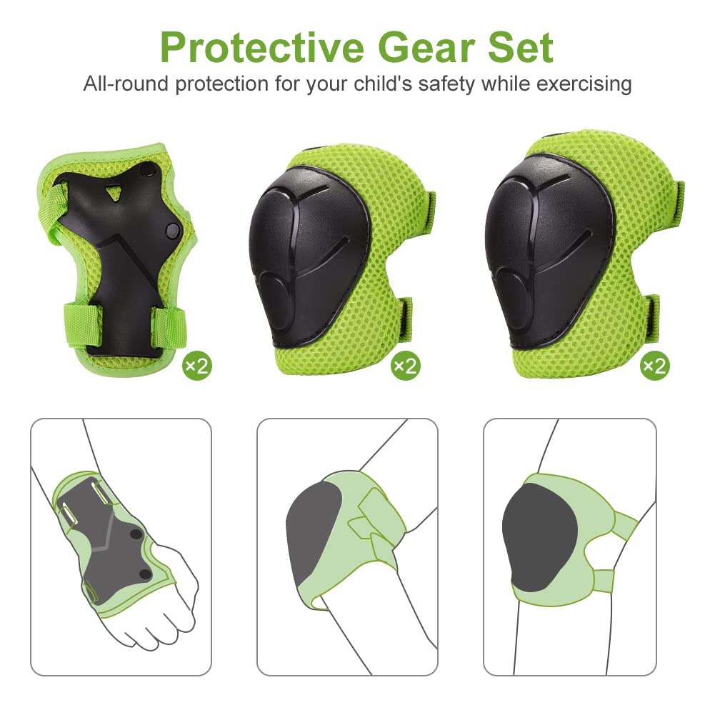 Skate helmet bike helmet with knee pad set for 2 to 6 year old boys and girls | Lightweight microshell kids helmet knee pads protection protectors for balance bike skateboard motorcycle sport...