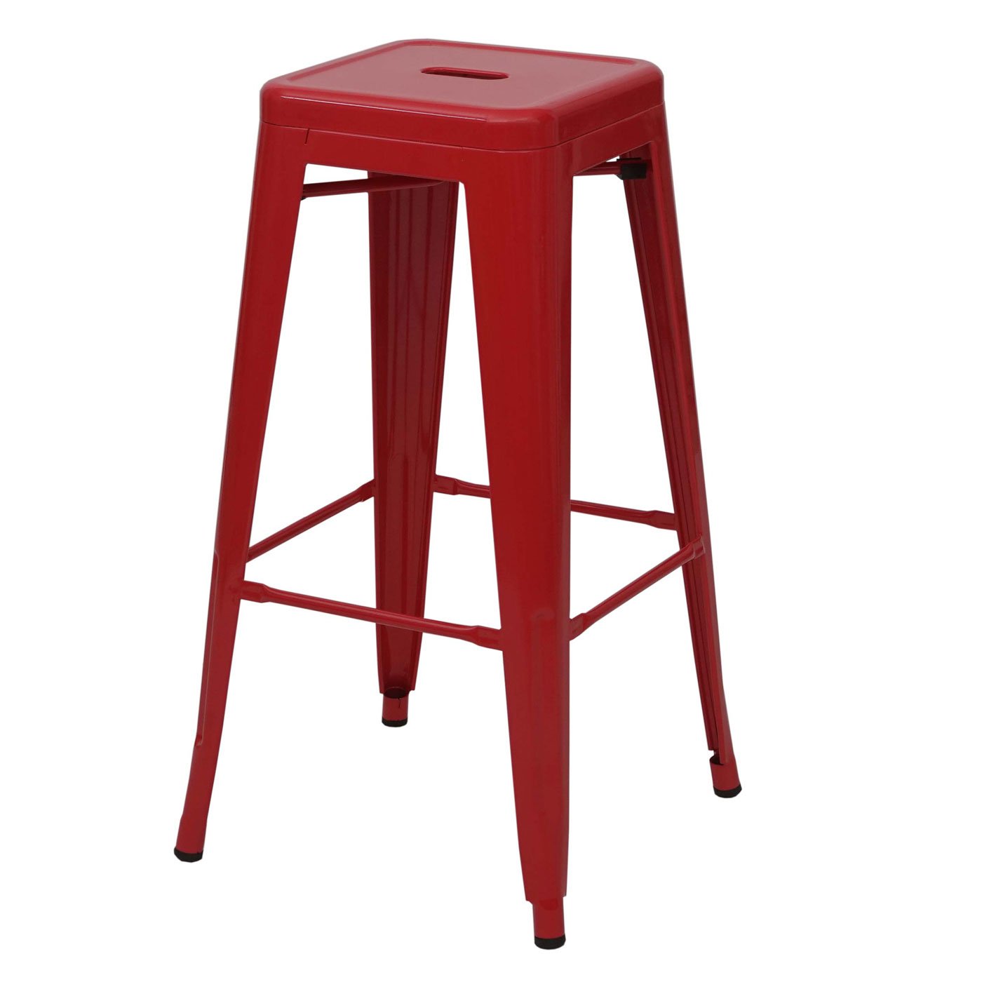 Mendler 4-piece set bar stools HWC-A73, bar chair counter stool, metal industrial design stackable - red.