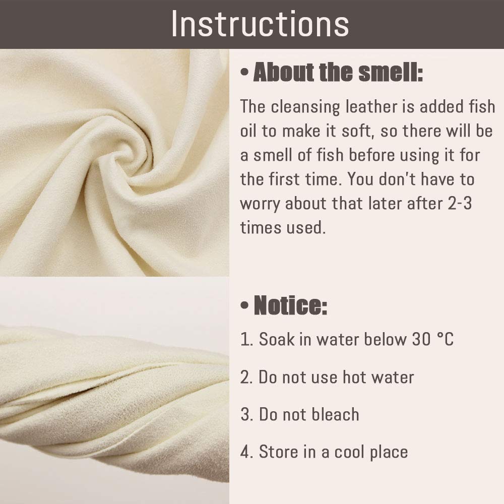 Airlab 2-piece window leather car cleaning cloth, car leather drying cloth window leather made of genuine leather for car motorcycle windows.