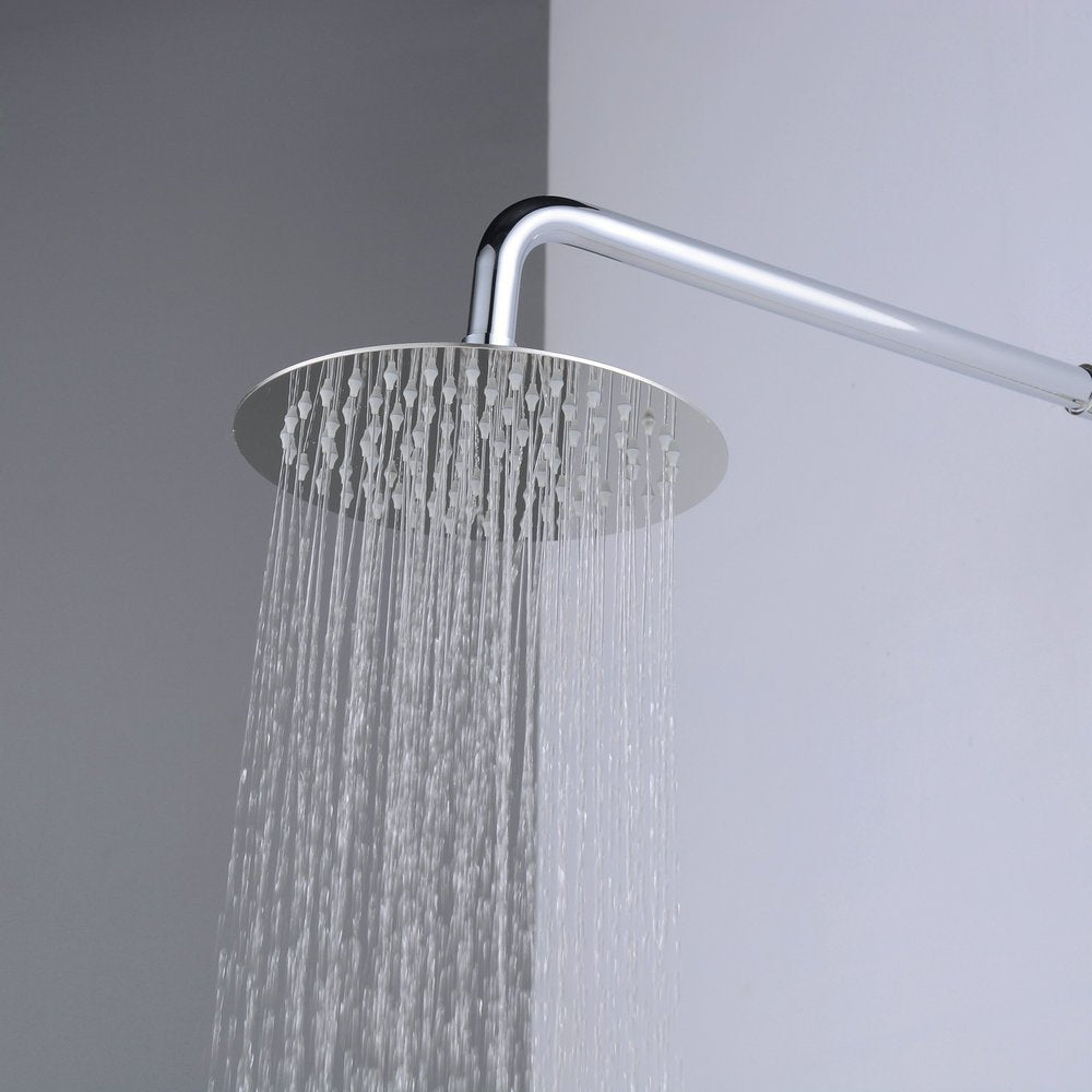 Hiendure® 20cm Wall Mount Rain Shower Head Set with Shower Arm and Hose Round Stainless Steel, Chrome Plated