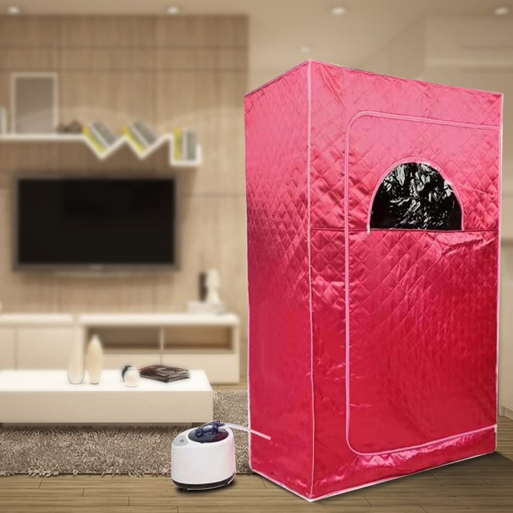 Portable sauna, mini steam sauna for home. Single portable sauna room can relieve fatigue, aid in weight loss, with remote control, timing, and temperature setting (100 * 80 * 170cm red).