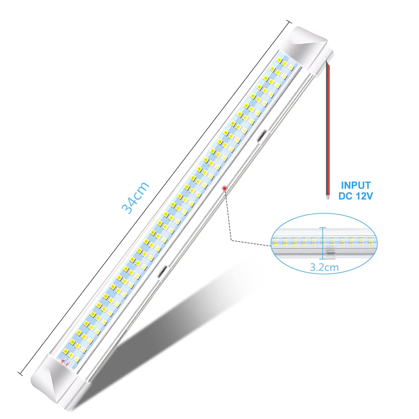 papasbox 4x 108 LED Interior Car LED Lighting, Interior Lighting 12 Volt LED Lamp 12V Light Strip Lighting, 9W Strip Interior Light, Fluorescent Lamp for Kitchen Camping RV Boat