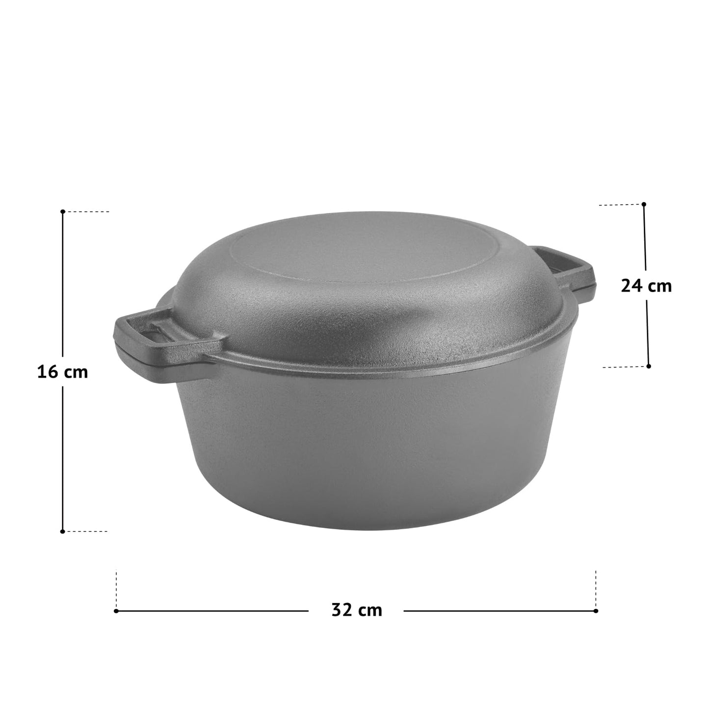 TAINO Cast Iron Pot with Skillet Lid 6l Dutch Oven All-purpose cast iron cooking pot for stove oven campfire grill