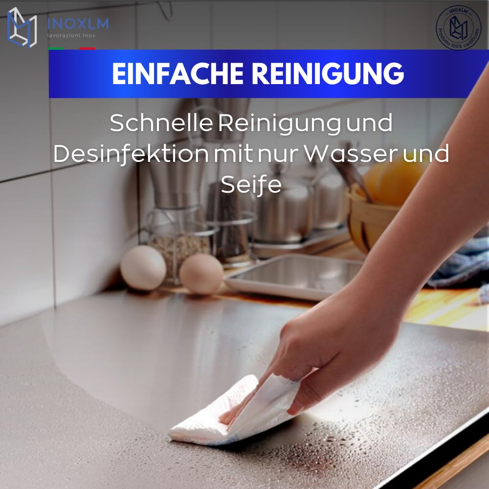 INOXLM stainless steel cutting board for kneading, stainless steel countertop available in various sizes, for kitchen, bar, restaurants, stainless steel kneading board with cutting board stand.