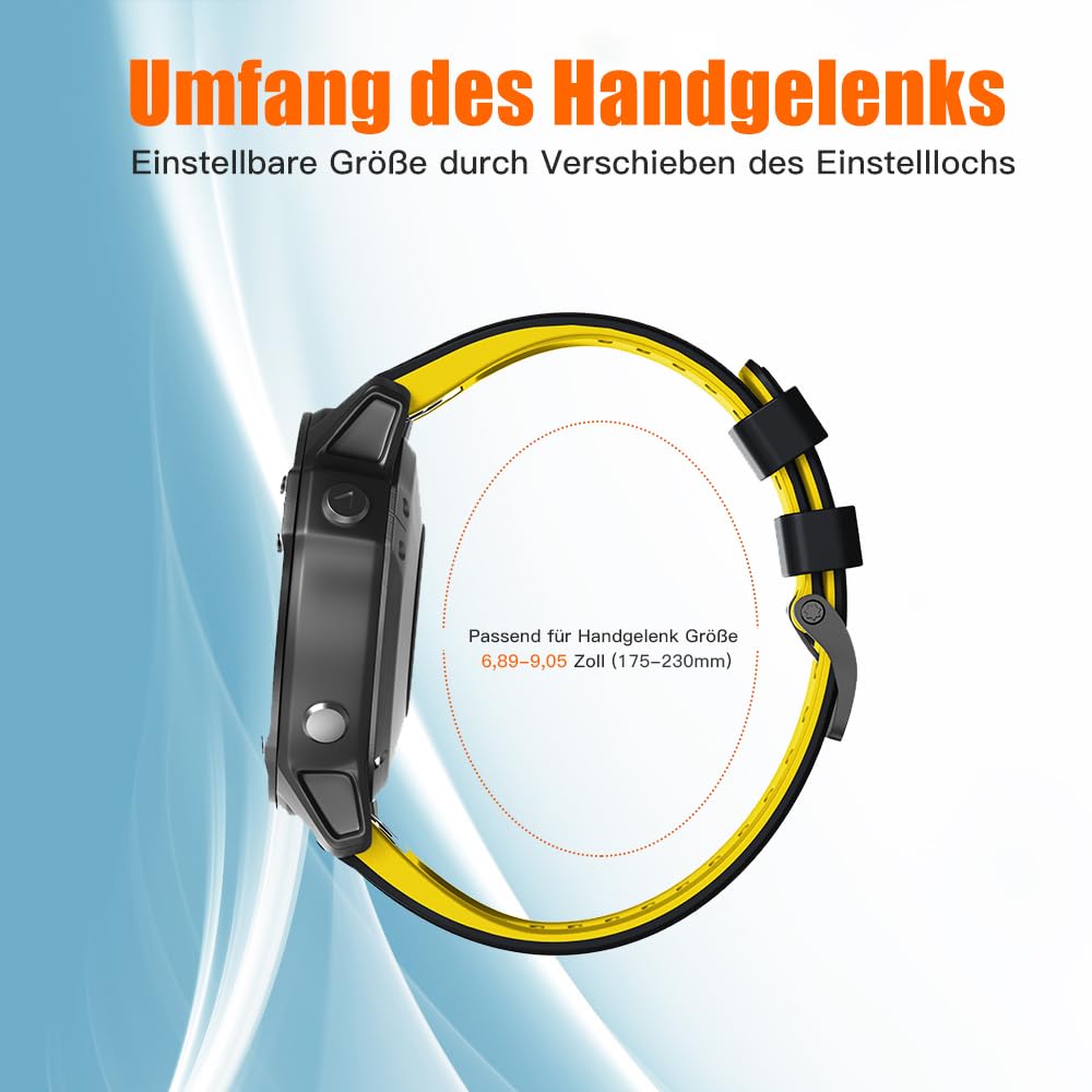 ANBEST bracelet for Garmin Fenix 6 Pro/7 Pro/Epix 2/Fenix 8 47mm, 22mm Quick Fit Bands for Fenix 7/6/5/Epix Pro 47mm/Descent G1/Forerunner 955/945/965. Silicone replacement band.