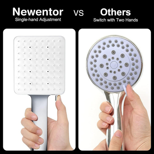 Newentor Shower Head, Handheld Shower Head Large, Water-saving Shower Head High Pressure, XXL Shower Head with 6 Spray Patterns (without hose)