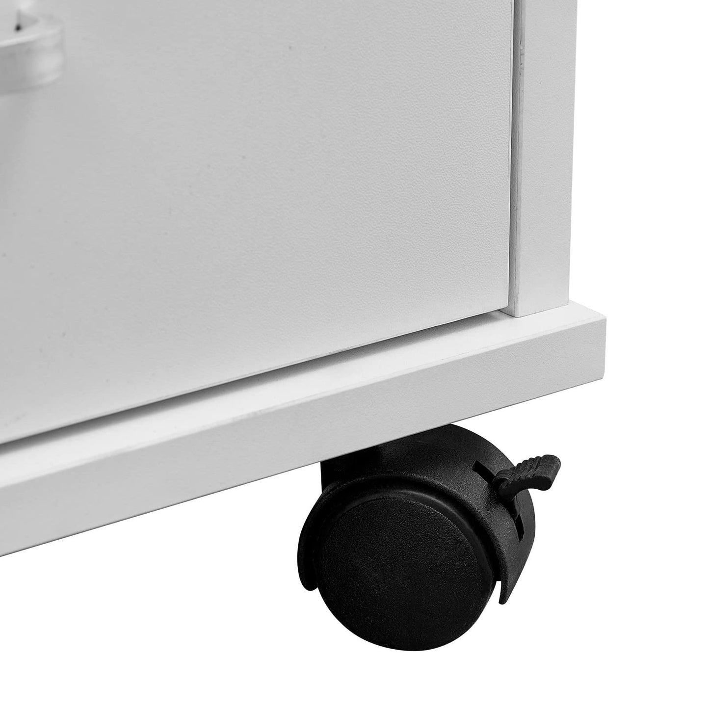 CLIPOP Rolling File Cabinet Office Cabinet with Wheels, Mobile Filing Cabinet Lockable with 3 Drawers, Closed and Open Storage Space, Under Desk Cabinet for A4 Paper, Letters, Files, White