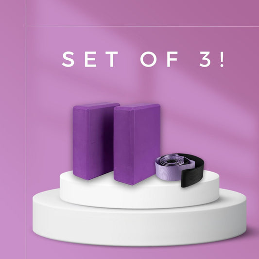 MOMO WAY Yoga Block with Yoga Strap 210cm Blocks Eva Foam Fitness Accessories for Pilates Stretches Back Training Yoga Band Yoga Blocks for Beginners And Advanced Blocks + Exercise Tape 3 Pieces