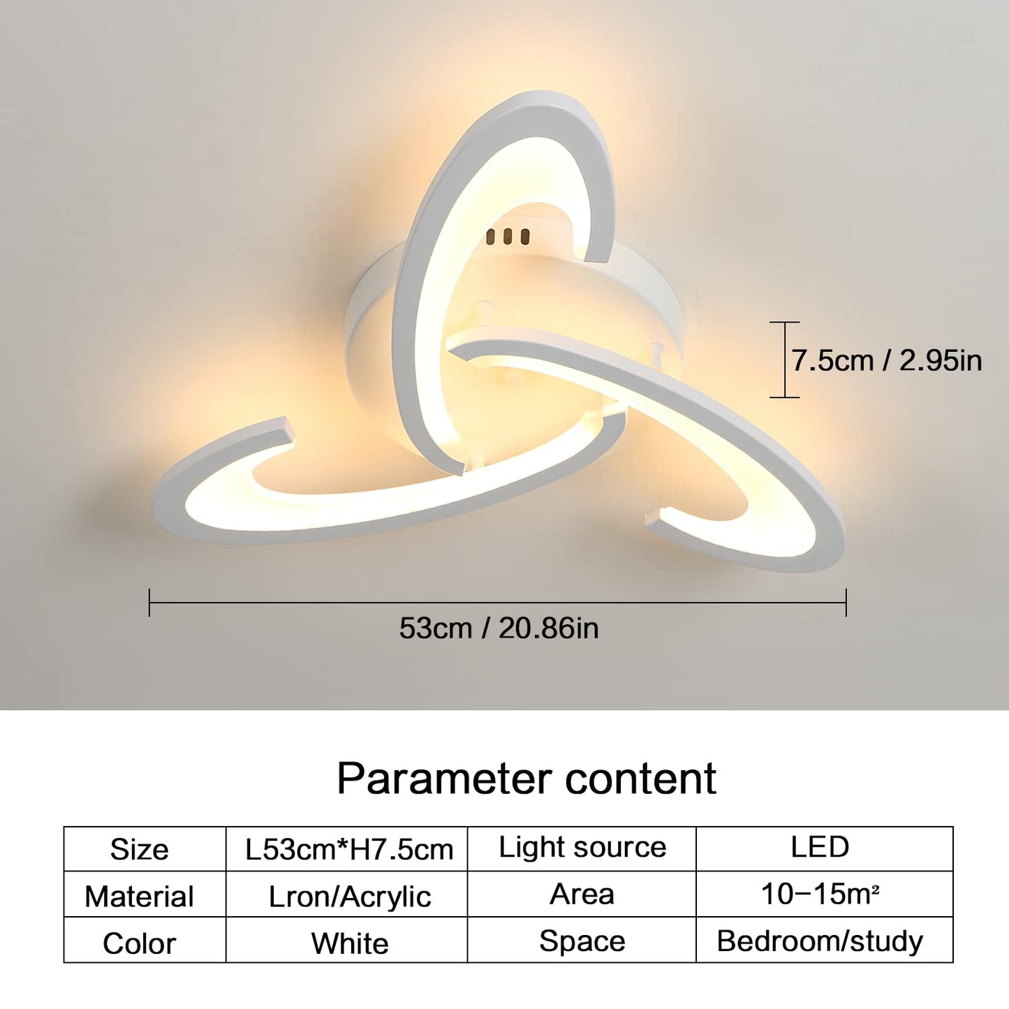 Comely LED ceiling light, 30W dimmable LED ceiling lamp with remote control, white modern LED ceiling light for kitchen, bedroom, living room, balcony, hallway, 3000K-6500K.