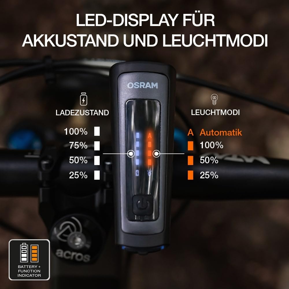 Osram LEDsBIKE® Race 100 Set - bike light set - including automatic brake light function.
