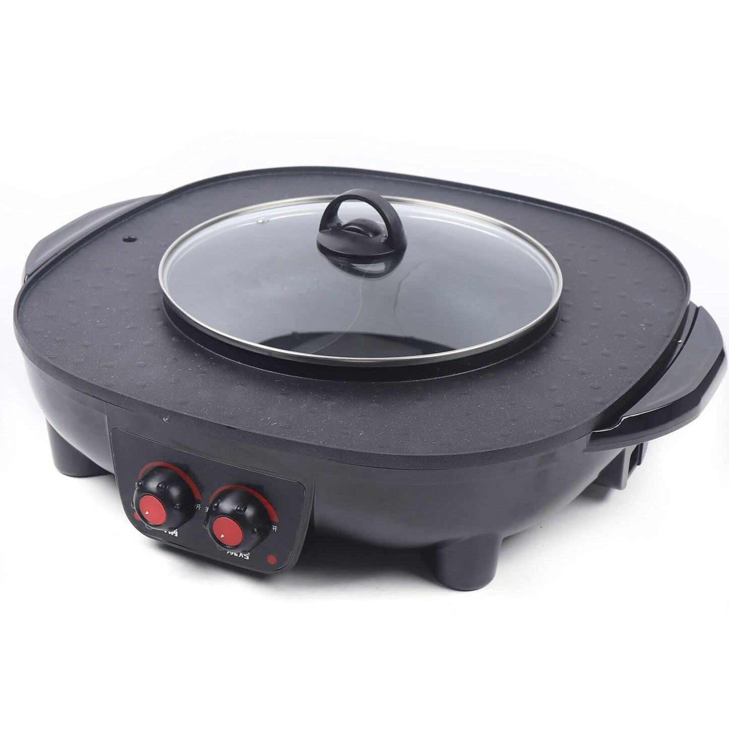 2 In 1 Hotpot and Grill, Electric Hotpot Pot Electric Grill Non-Stick Smokeless Grill Oven, Indoor Korean BBQ Grill Barbecue Fondue Raclette, for 5-6 people