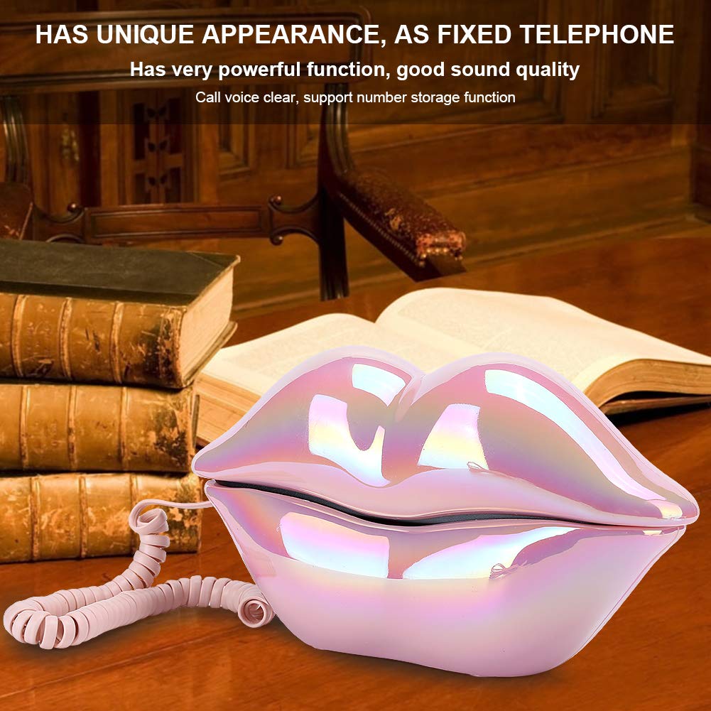 Dpofirs lip corded telephone, galvanized wire landline phone, ome desktop wired landline phone for home office telephones, decoration, collection, gifts for