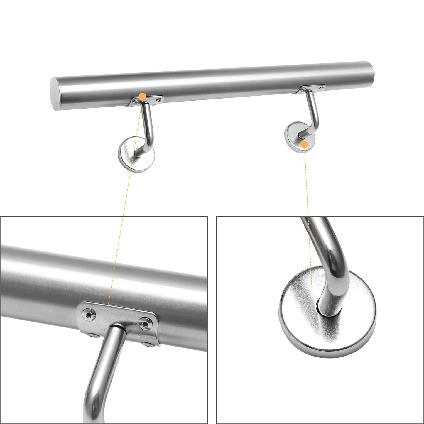 Ansobea handrail 180cm, stainless steel stair rail longer rail, for indoor and outdoor stairs, stair railing