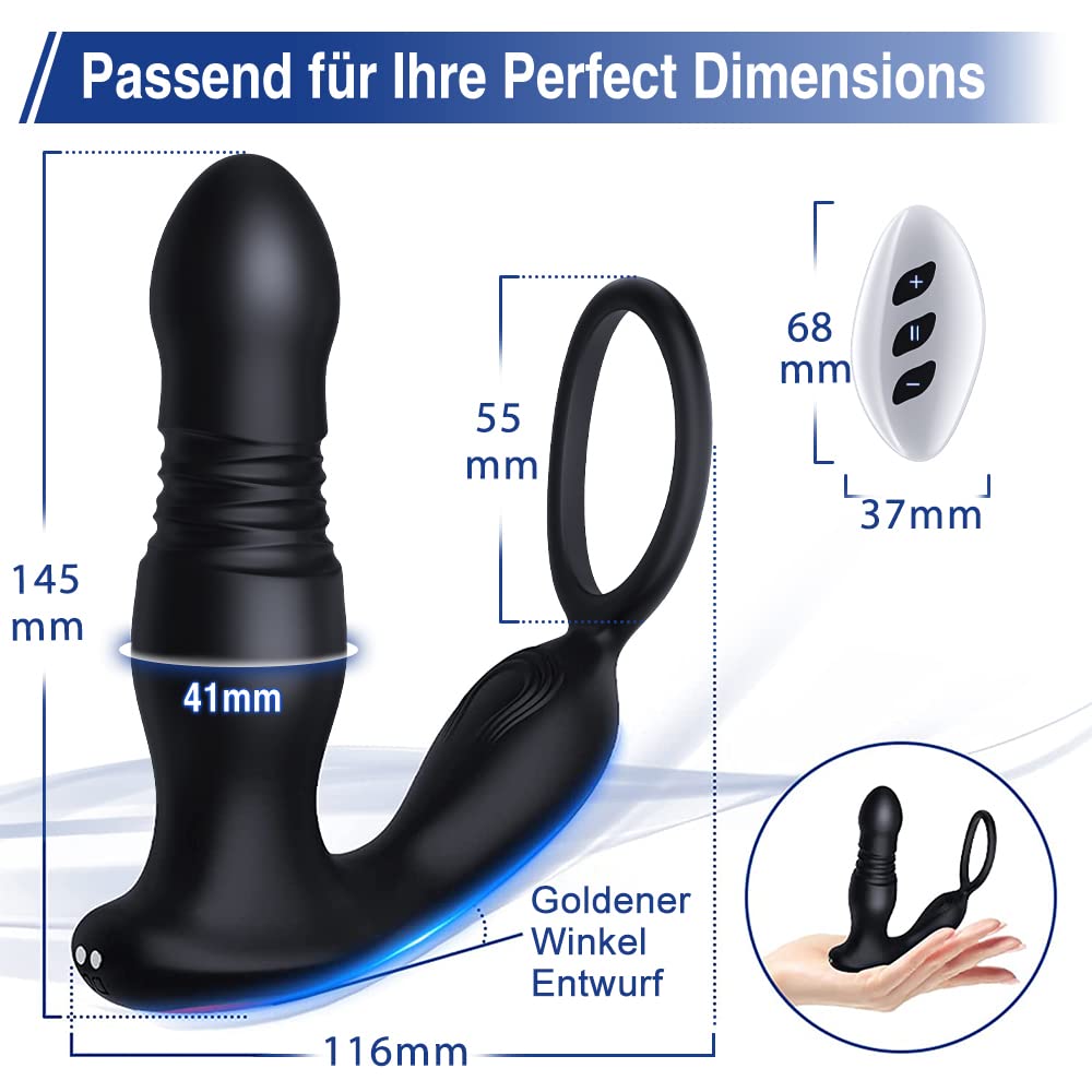 Anal plug sex toy for men, anal dildo vibrator, prostate stimulator massage device, butt plug penis ring thrust dildo app remote control butt plug with 7 vibration modes and 7 thrust modes.