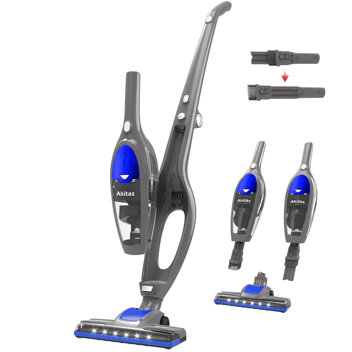 Akita's cordless 3in1 handheld and vertical vacuum cleaner 22.2V 150W rechargeable lithium battery for floors, carpets, pet hair. (AKU10)