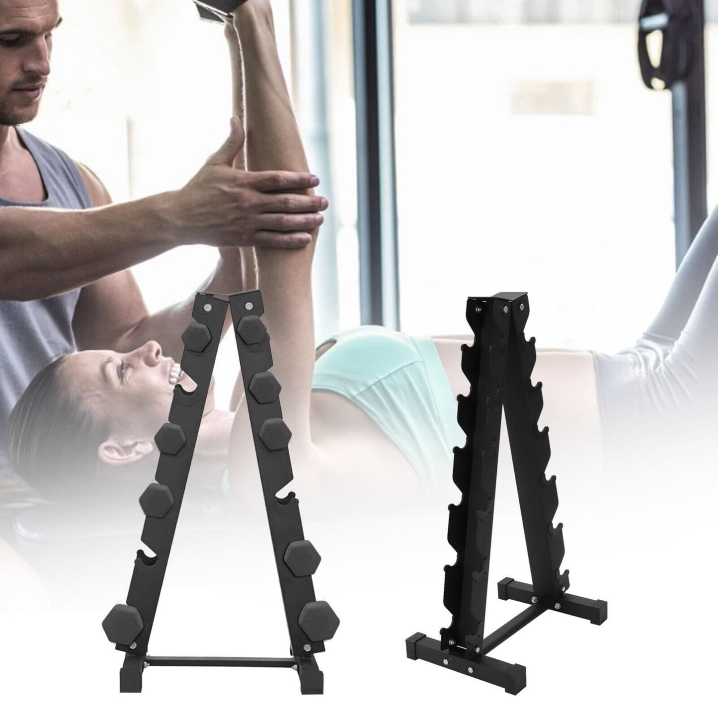 Quiet Dumbbell Rack Dumbbell Stand Professional Dumbbell Rack 300kg Capacity 6-Tier Carbon Steel Dumbbell Holder Weight Stand Gym Professional Weight Plate Stand Dumbbell Rack