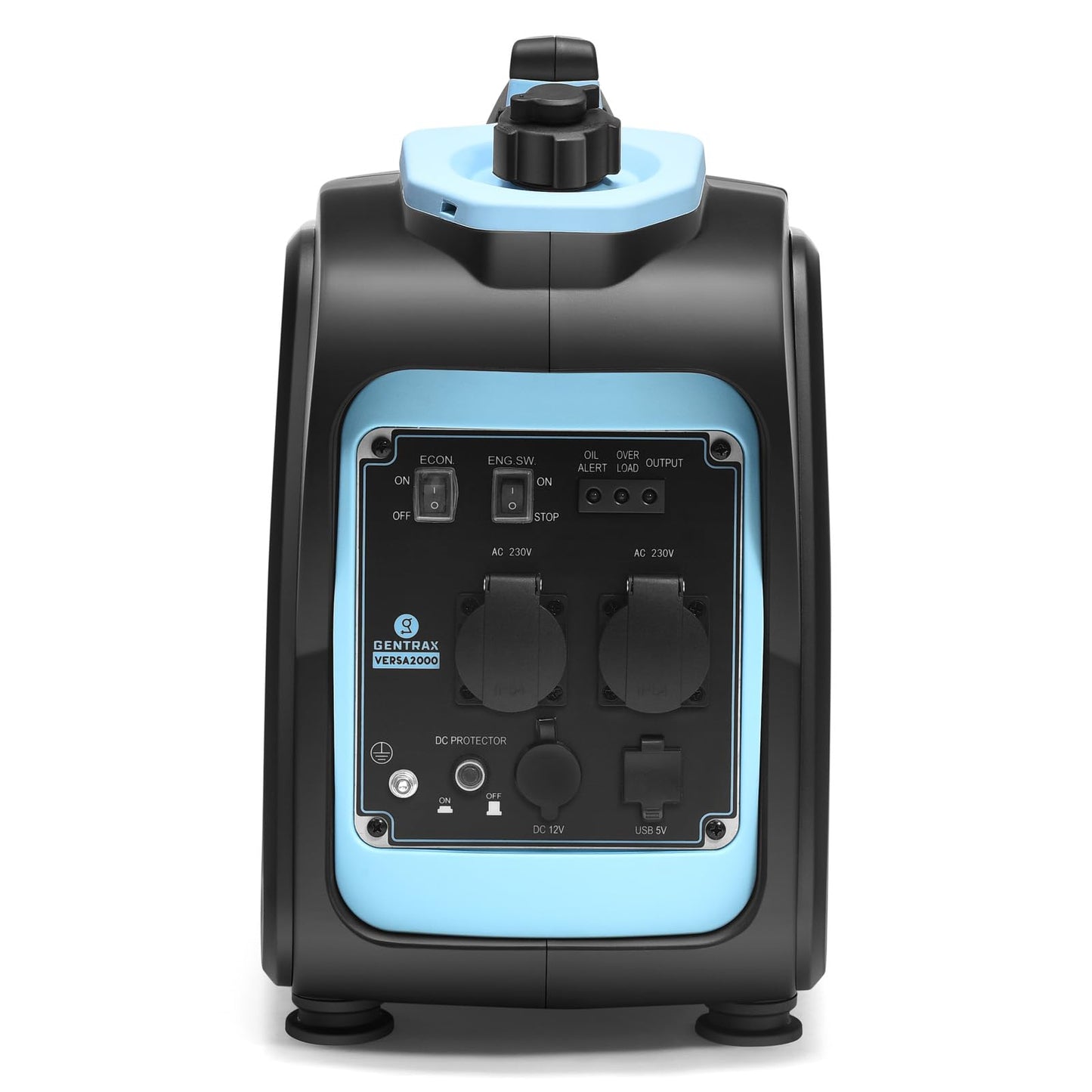 GENTRAX Inverter Generator 2000W 1700W MAX, gasoline powered, silent with pure sine wave, super quiet petrol generator with USB 230V sockets for camping, outdoor, construction site, RV